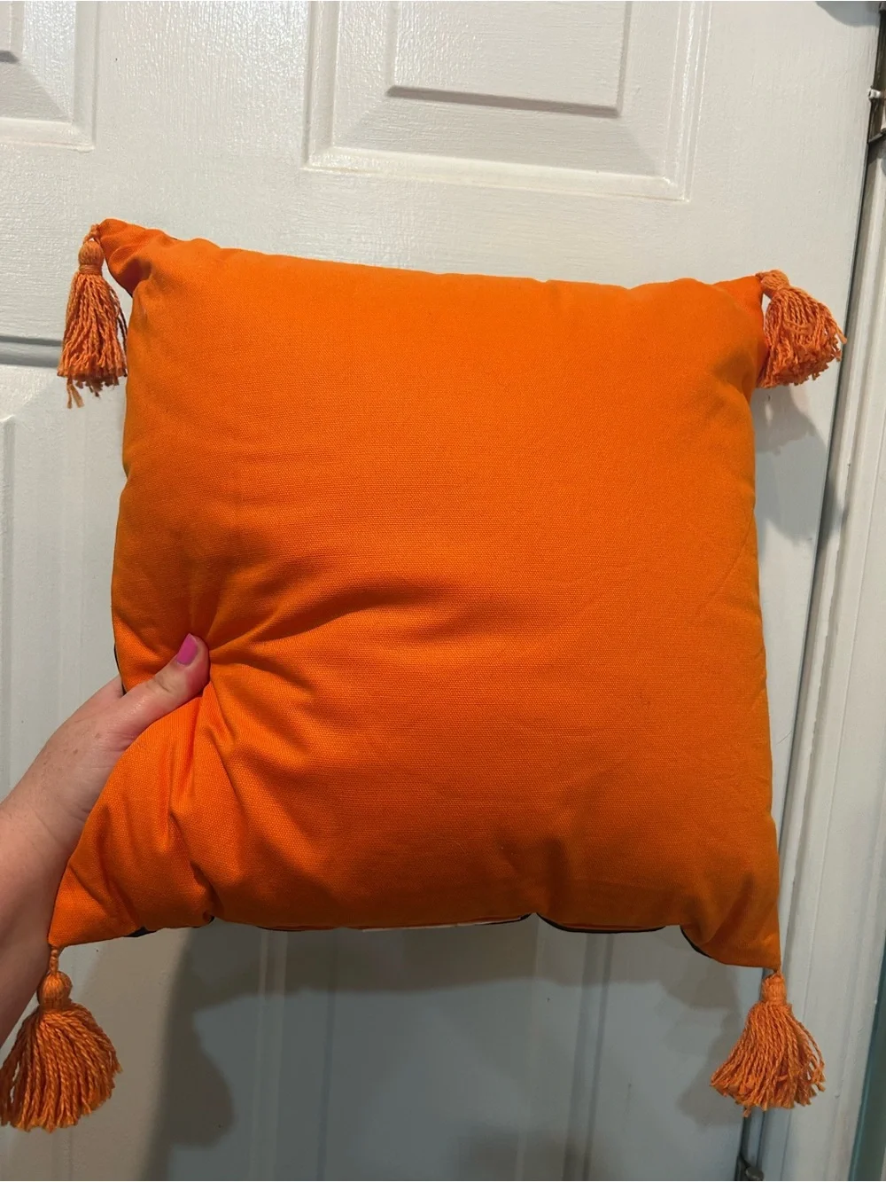 Target Hyde & EEK Halloween Hey Boo Ghost Square Pillow Tassels Black 2019